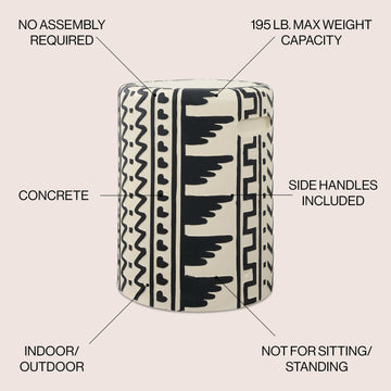 Rugvor 18" MidCentury Modern Geometric Drum Garden Stool - JONATHAN Y
